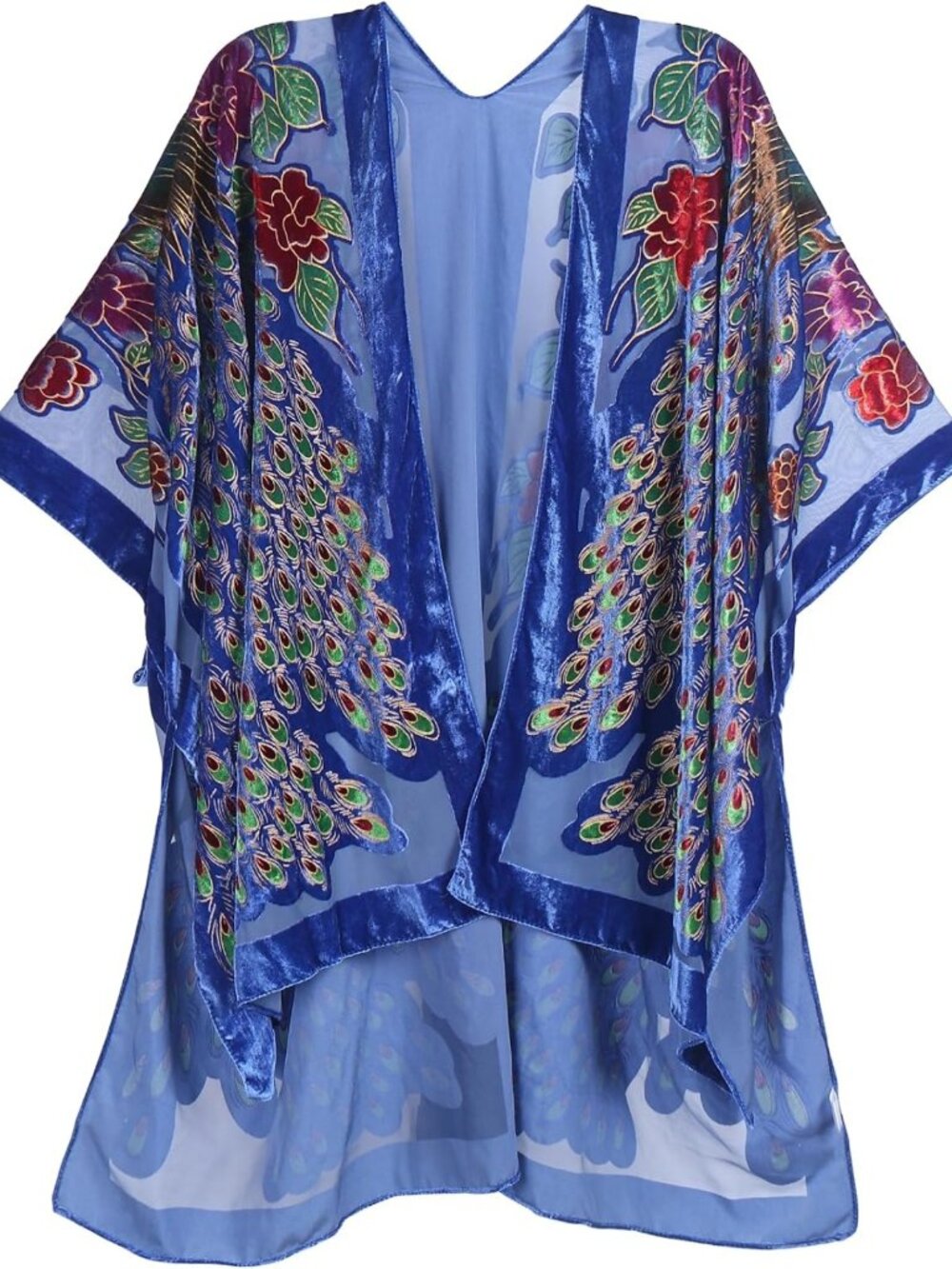 Chic Velvet Kimono Cardigan for Women | Burnt-Out Coverup | Casual Long Outfit